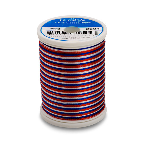 Sulky 40 Wt. Rayon Multi-Color Thread - Red/White/Blue - 850